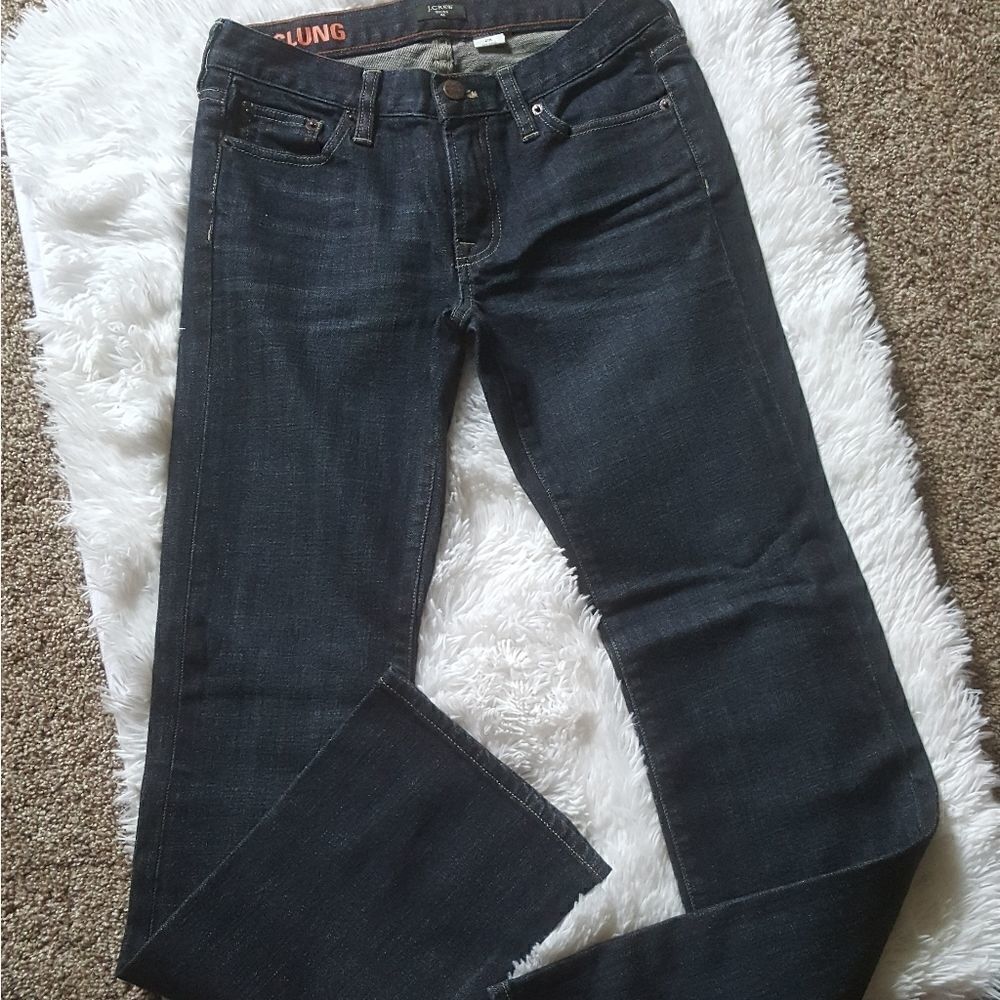 J. Crew Stretch Hipslung Dark Wash Bootcut Jeans Womens Size 27R‎